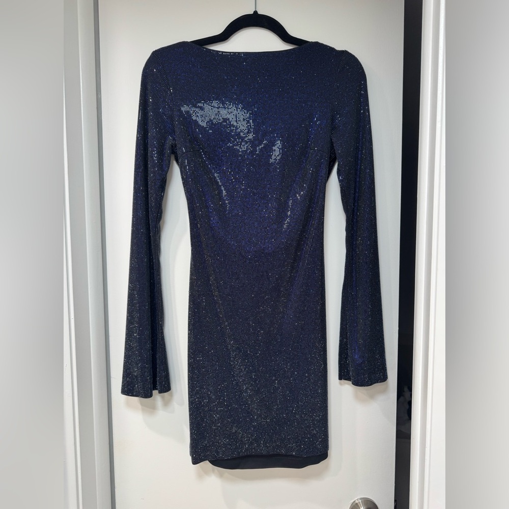 Elegant Navy Blue Glitter Dress